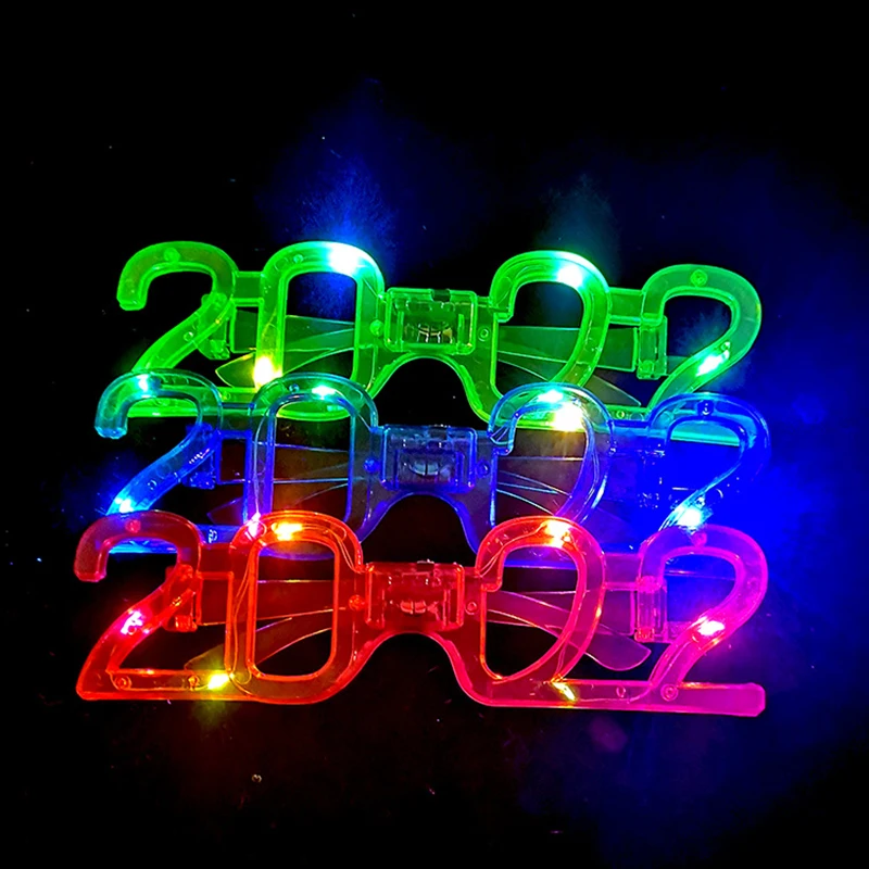 

1Pc 2022 Led Glasses Flashing Blinking Happy New Year Christmas Birthday Adult Kids Toy Gifts Light Up Eyewear Party Decorations