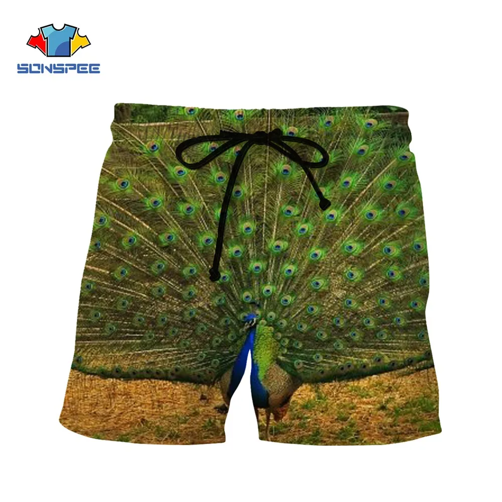 

SONSPEE 3D Printing Summer Camouflage Peacock Harajuku Ladies Shorts Sports Casual Men's Beach Pants Comfortable and Fashionable