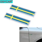 Металлические наклейки DSYCAR, 1 пара, металлические, флаг Швеции, декоративные наклейки, эмблема, значок для универсальных автомобилей