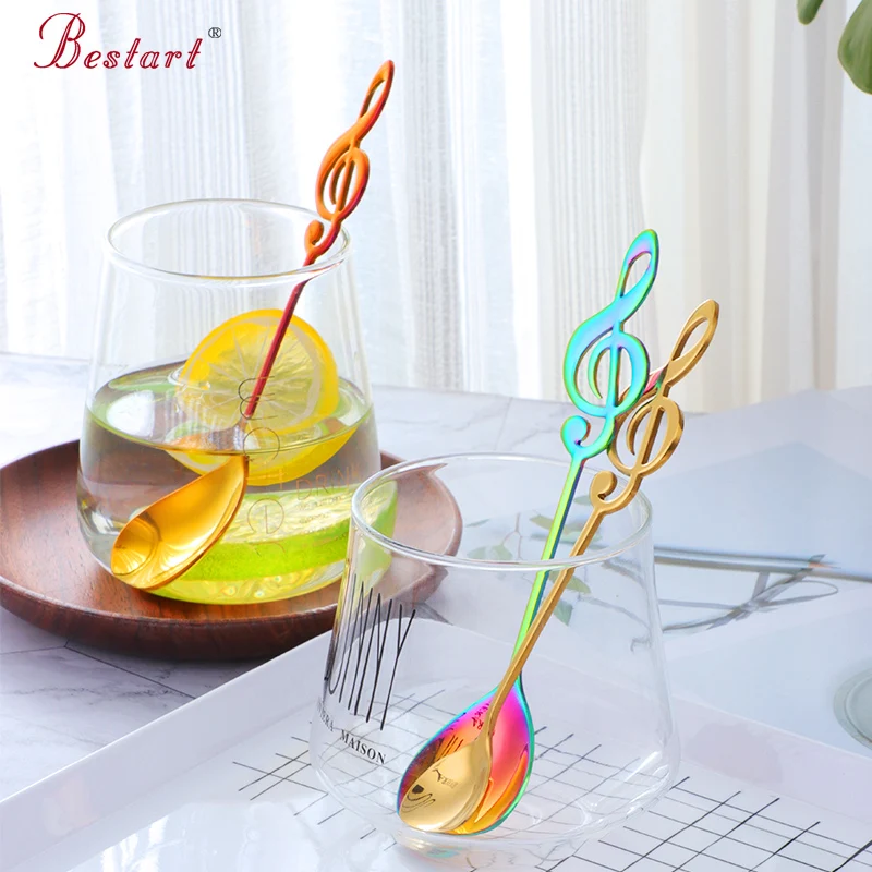 8 шт. красочная музыкальная кофейная ложка из нержавеющей стали креативная