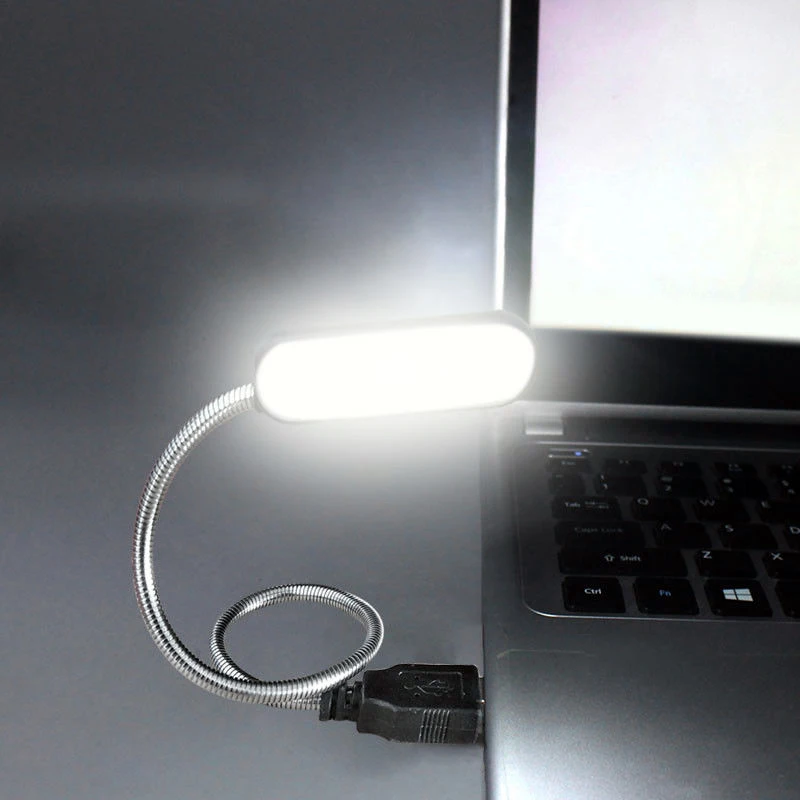 Фото Портативный USB-ночник для чтения с 4 светодиодами, настольная лампа белого/теплого цвета для ноутбука, внешнего аккумулятора, ноутбука, ПК, к... №4