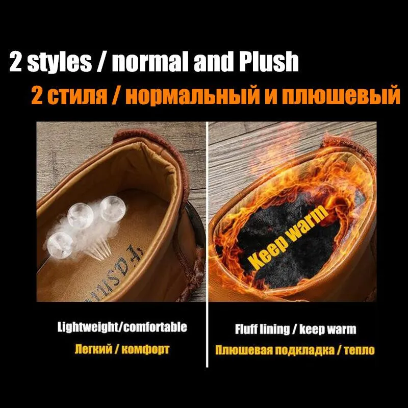 UEXIA 2019 New Fashion Men Boots High Quality Split Leather Ankle Snow Shoes Warm Fur Plush Winter Plus Size 38-48 | Обувь