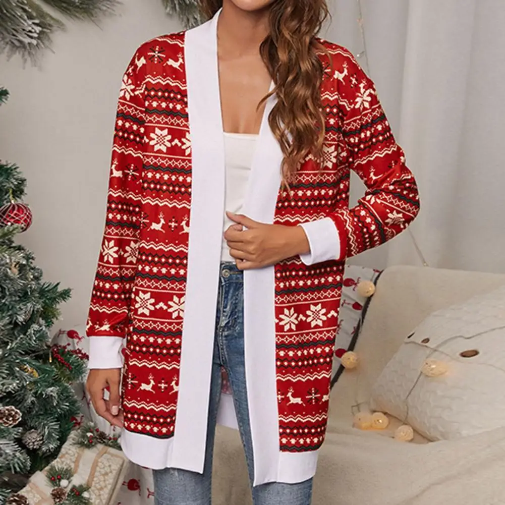 

Women Cardigan Loose Cardigan Open Front Christmas Pattern Women Coat Casual Coat Pretty Women Cardigan Sweaters Jumpers