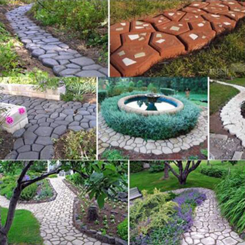 

DIY Paving Mould Home Garden Floor Road Concrete Stepping Driveway Stone Path Mold Patio Maker Black Plastic Making