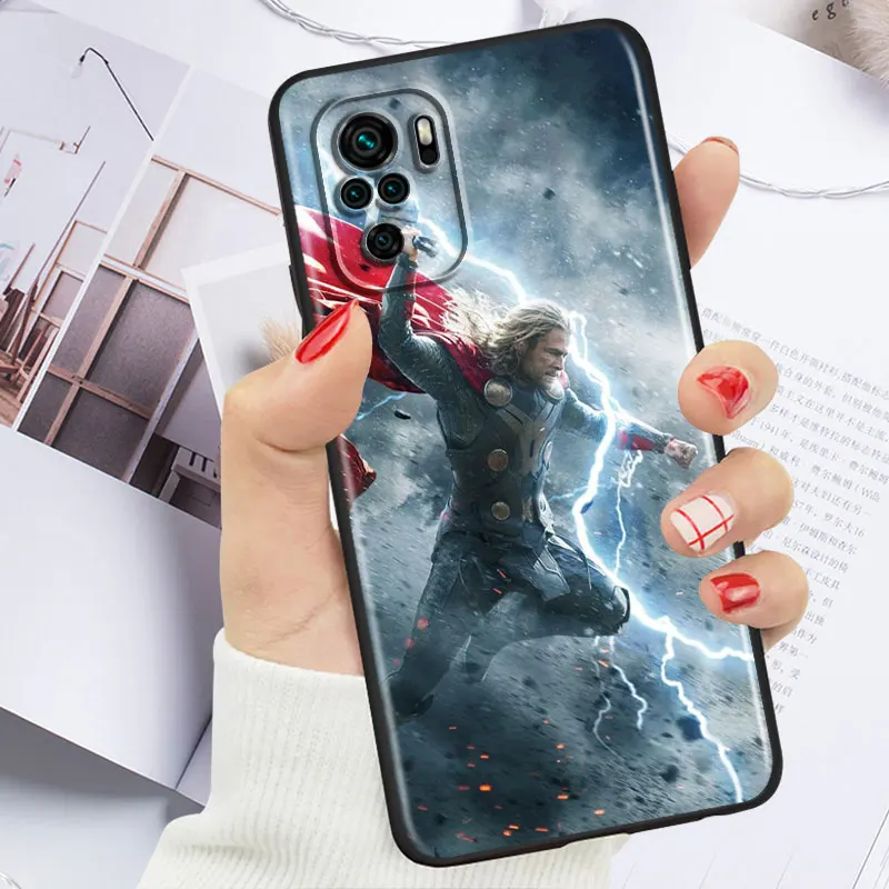 Силиконовый мягкий черный чехол для телефона с изображением героев marvel Xiaomi Redmi Note