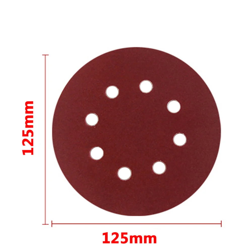 

250Pcs 5-Inch 8-hole Round Abrasive Paper Emery Paper Sandpaper for Polishing 50Pieces for 60 80 100 120 240 Respectively (Dark