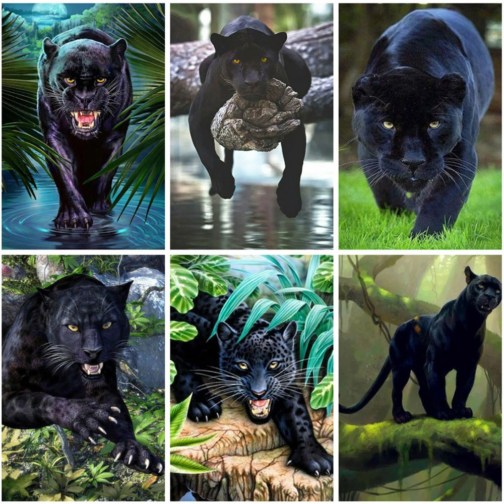 

HUACAN 5D DIY Diamond Painting Animal Pictures Of Rhinestones Diamond Embroidery Cross Stitch Leopard Mosaic Decor For Home