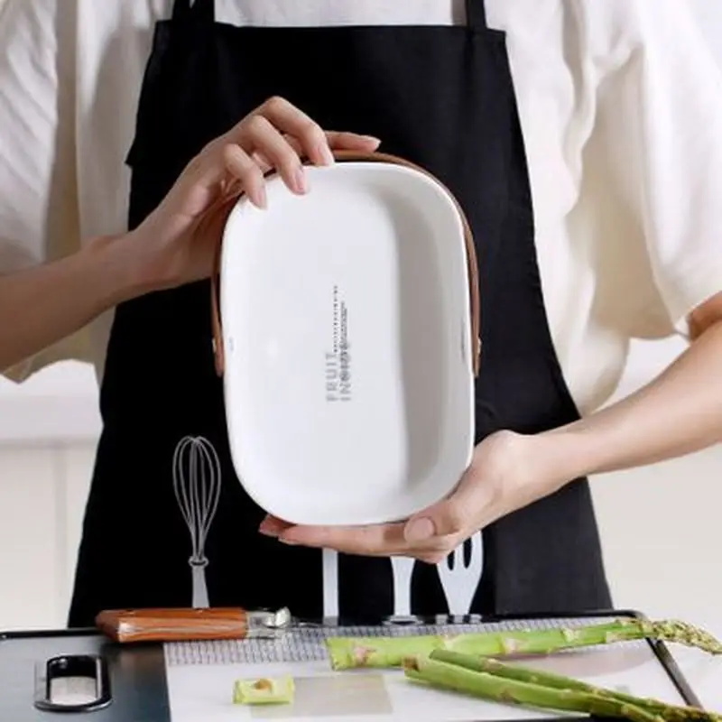 1 шт. Керамическая посуда бочка для хранения фруктов/дисковая Салатница с кожаной