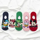Disney для девочек с рисунком из мультфильма Микки, Дональд Дак носки-башмачки летняя девушка тонкие стильная футболка с изображением персонажей видеоигр элемент носки; Закрытые носки