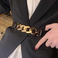 gold chain belt elastic silver metal waist belts for women high quality stretch cummerbunds ladies coat ketting riem waistband