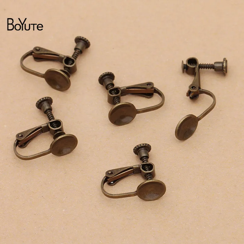 BoYuTe (20 шт./лот) металлическая латунь не проколотых ушей клип с 8 мм База Пустые