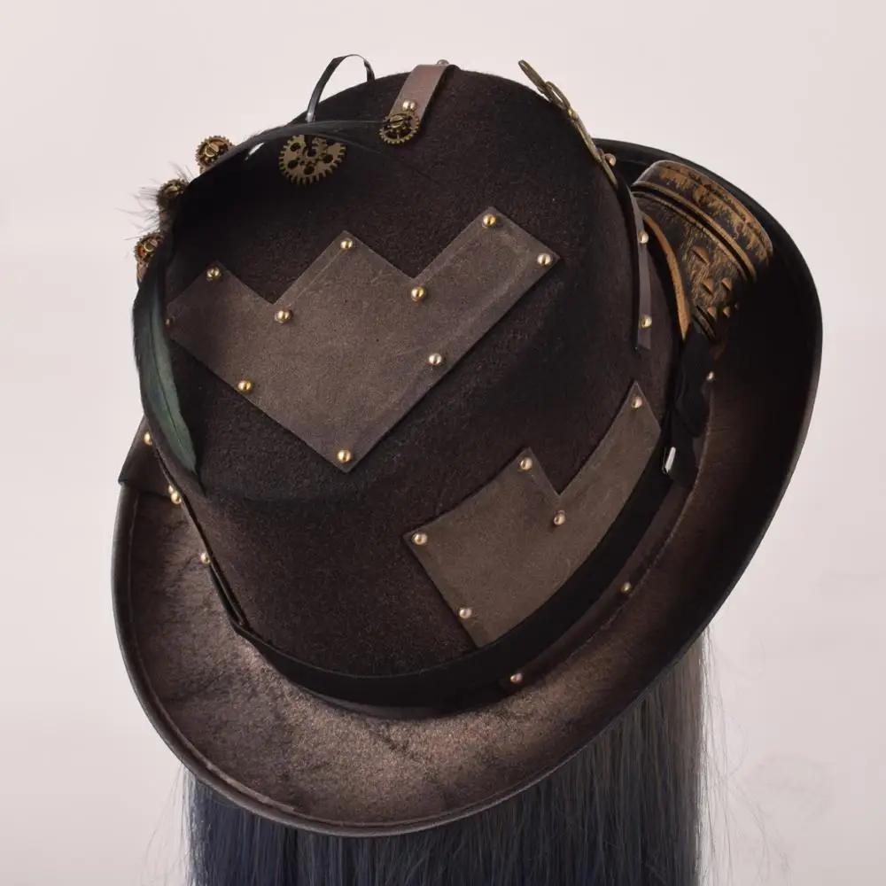 Men Women Handmade Steampunk Top Hat Magic Bowler Hat Punk Cosplay Fedora