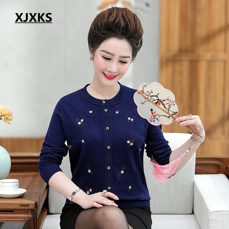 XJXKS/Новинка 2019 свитер большого размера элегантный однобортный шерстяной