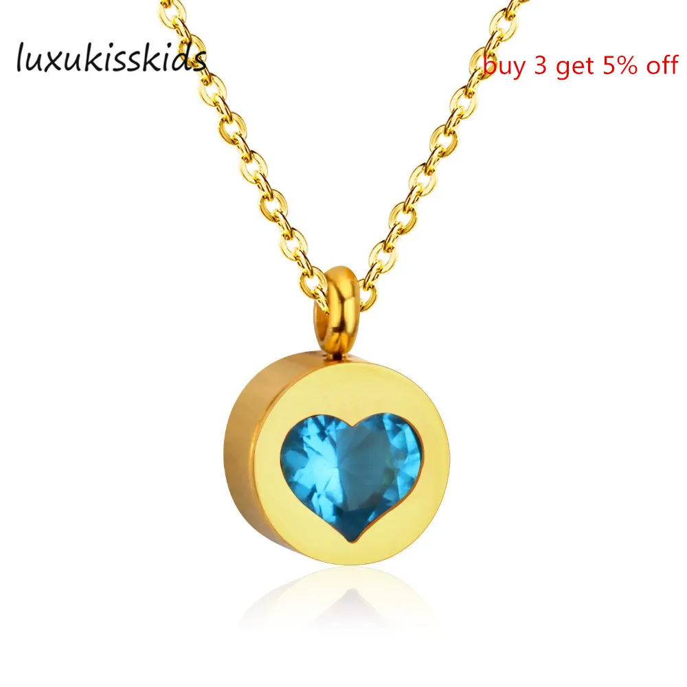 LUXUKISSKIDS изысканное CZ ювелирное изделие круглые подвески в виде сердца ожерелья