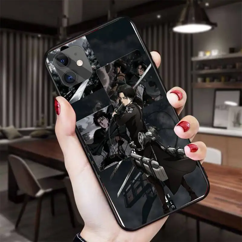 

Levi Attack On Titan Phone Case For IPhone 11 12 Pro Max 6 6s 7 8 Plus XS XR 12mini SE 2020 Black Soft TPU Cover Silicone Coque