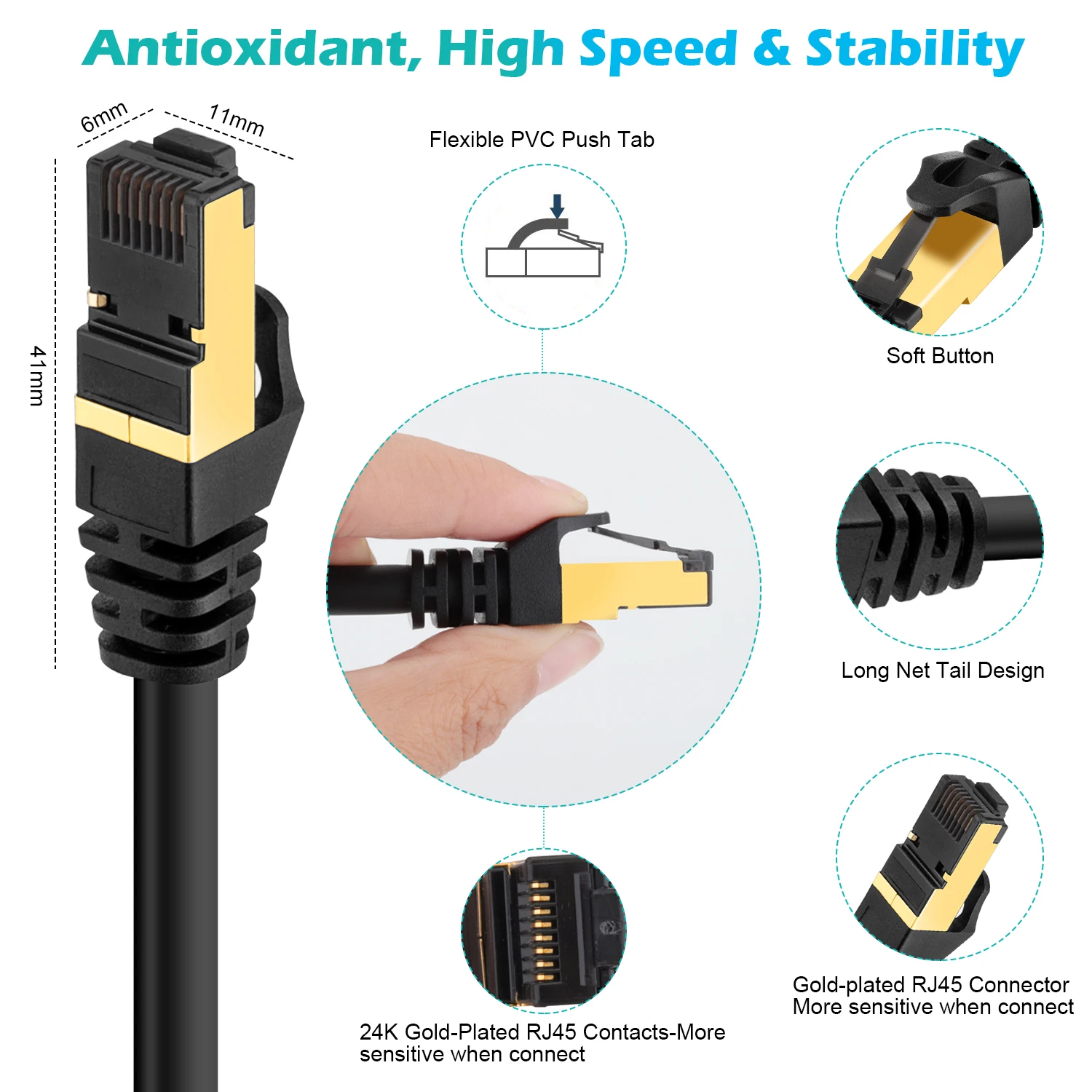 Ethernet Кабель Cat 8 сетевой кабель RJ45 SFTP 40 Гбит/с супер скорость 10 м/20 м/30 м для