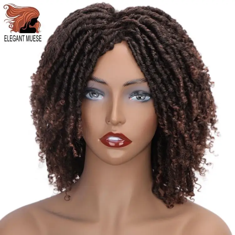 Elegant MUSES короткие синтетические парики для Для женщин 6 дюймов длинные мягкие Faux locs волосы парик с эффектом деграде(переход от темного к черный жук, вязанные крючком парики из косичек