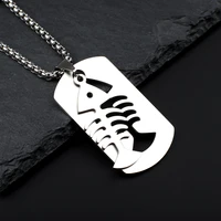 mens necklace shiny fish bone movable pendant stainless steel smooth surface style high quality chain new fashion cool jewelry