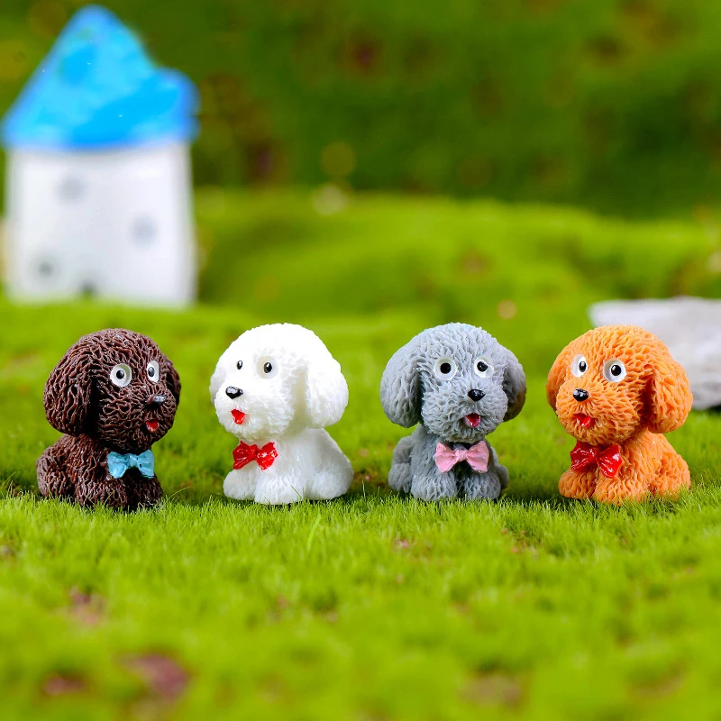 

4 pcs Cute Cartoon Multicolor Puppy Moss Micro Landscape Decoration Resin Crafts DIY Landscaping Accessories Material Wholesale