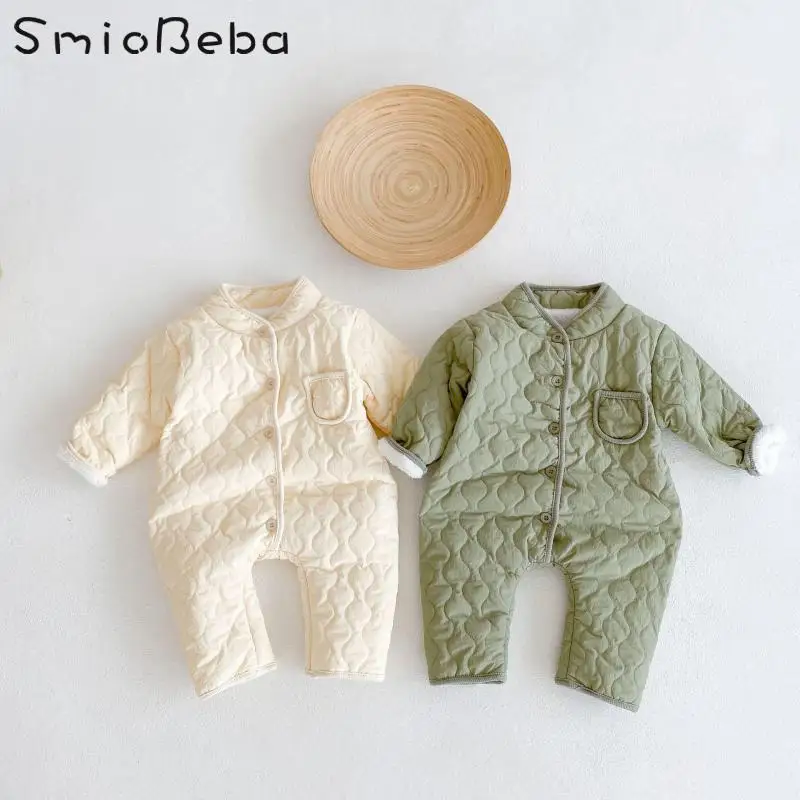 

Ins Winter Plus Baby Warm Cotton One-piece Rompers For Infants, Young Children Boys And Girls Long Sleeved Fart Ropa Para Bebes