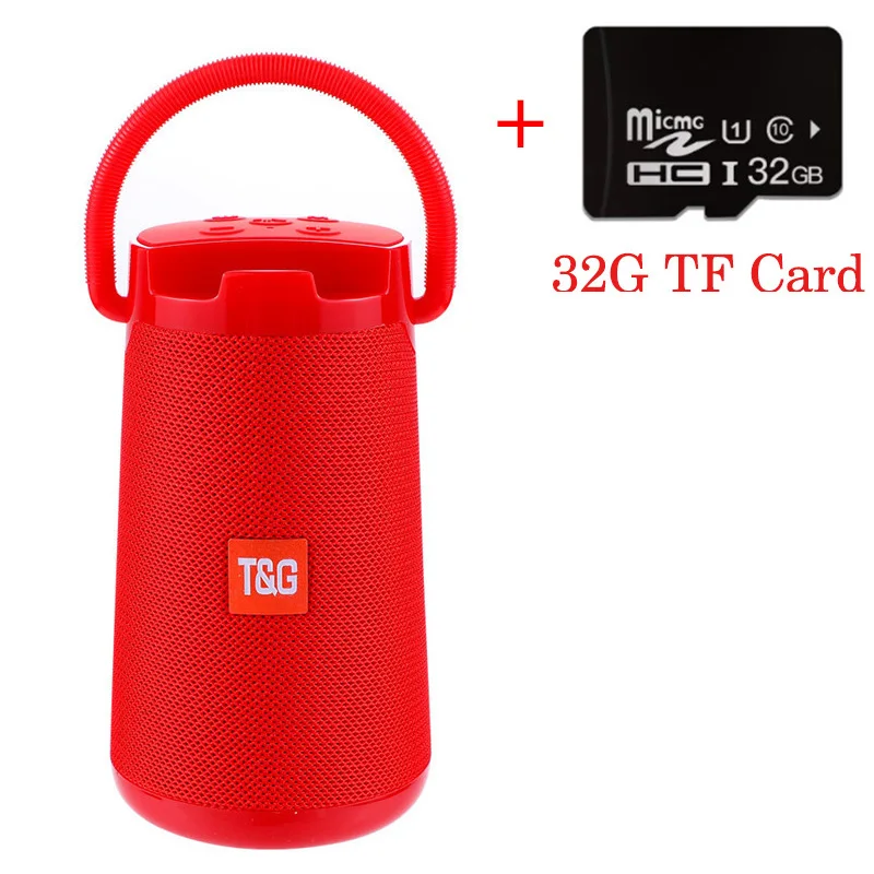 Red and 32G TF 30W High power wireless bluetooth speaker outdoor waterproof caixa de som portable audio ubwoofer with AUX TF Card Box TG138 - Цвет: Red and 32G TF