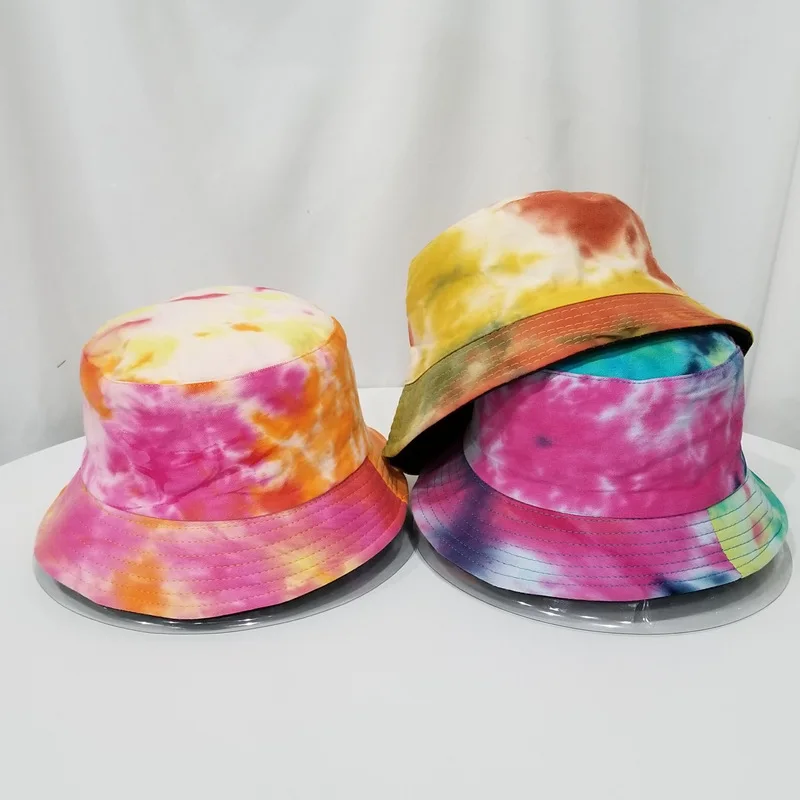 

Unisex Adults Bucket Hat Cotton Cap Fishing Fisherman Hat Double-sided Tie Dye SunhatA JL