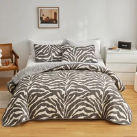 3pcsset leopard print bedspread king size blanket quilted quilt duvet with pillowcase adults coverlet bed spread double bed