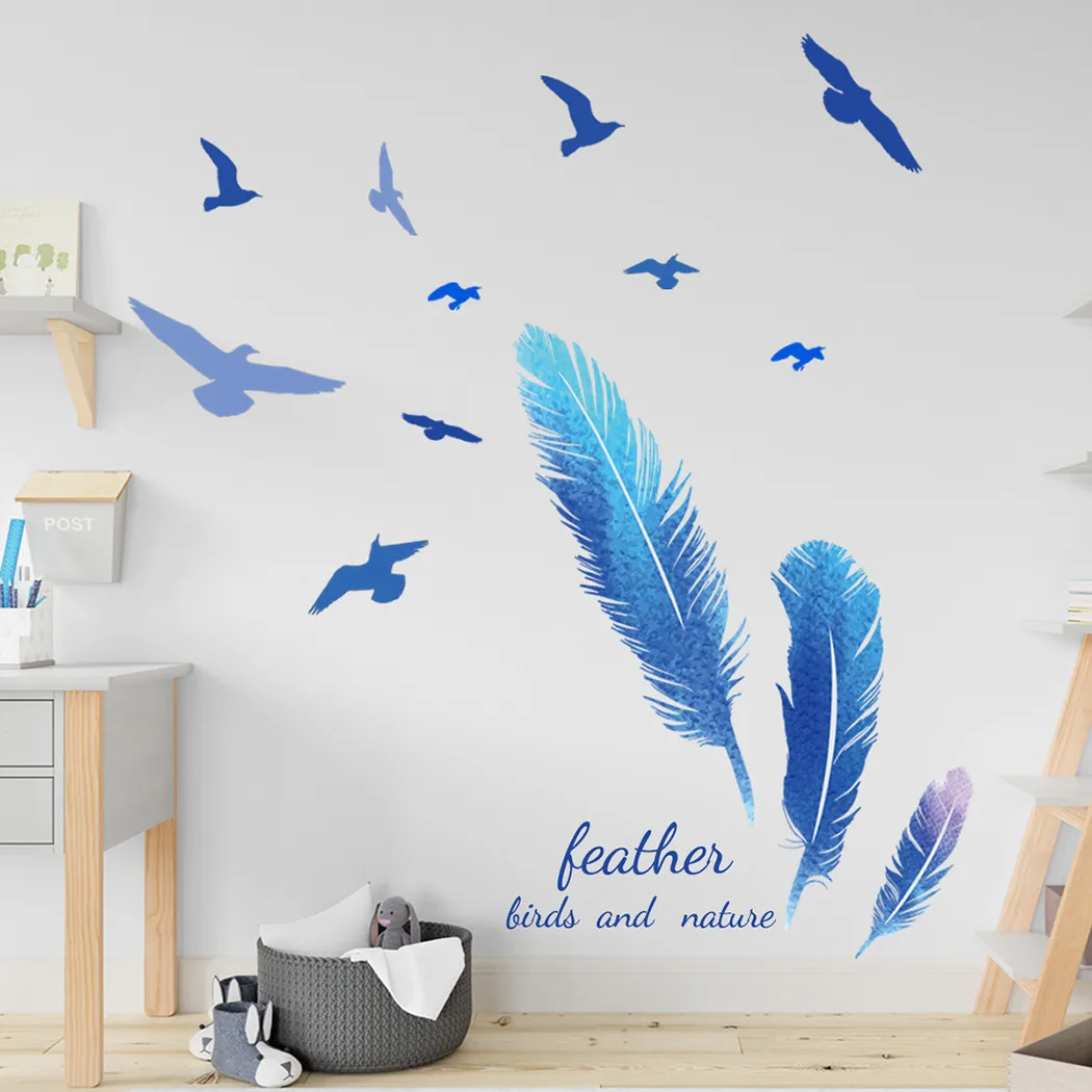 

Art Wall Sticker Bedrooms Birds Classrooms Corridors Decoration Feather