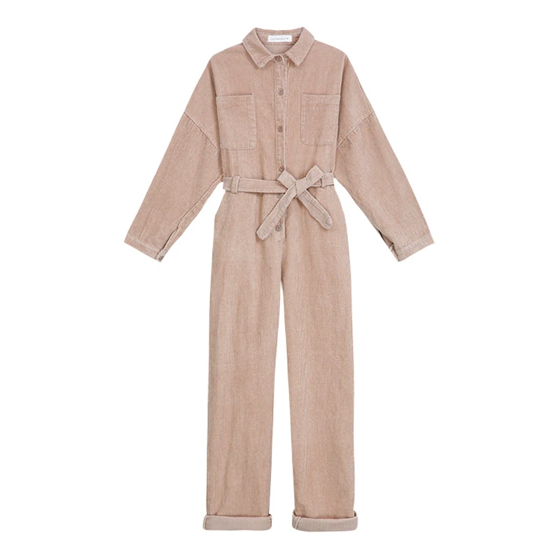 Женский вельветовый комбинезон коричневый хаки черный повседневный с отложным