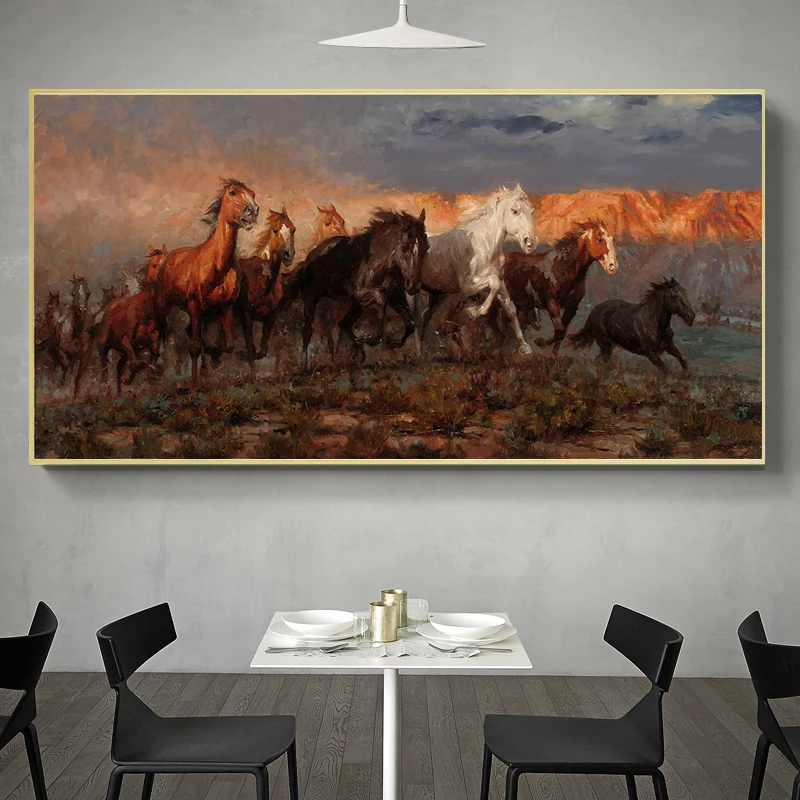 Modern Painting A Group of Colorful Running Horse Animals Prints on Canvas Wall Art Posters Artistic Picture for Living Room | Дом и сад