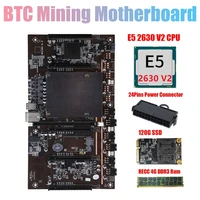 h61 x79 btc mining motherboard with e5 2630 v2 cpurecc 4g ddr3 ram24 pins connector120g ssd support 3060 3070 gpu