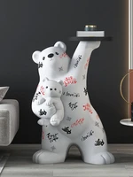 decoration home living room light luxury polar bear tray floor ornament figurines for interior frp large sculpture and statue