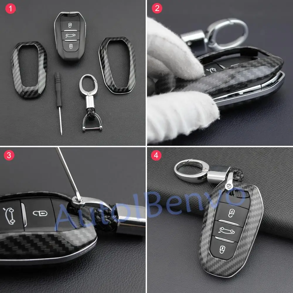 Carbon Fiber Smart Car Key Protect Shell For Peugeot 508 3008 5008 Citroen C3 C5 Aircross C4 Picasso DS 4S DS5 DS 3 7 Crossback