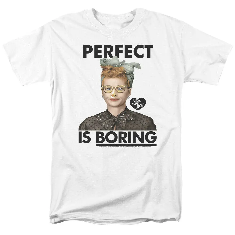 Футболка с надписью I Love Люси Perfect Is Boring Лицензированная забавная белая футболка
