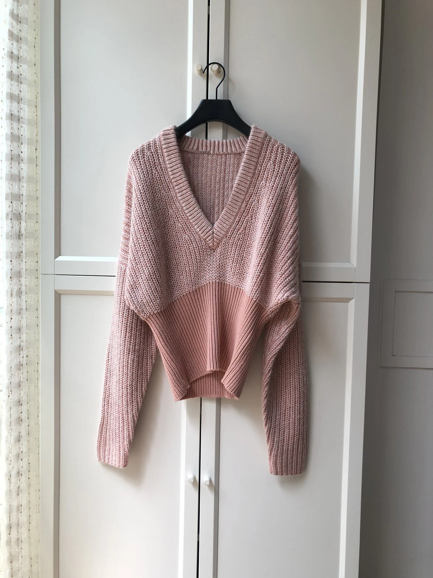 

Ladies 2021 Fashion New Long Sleeve Sexy Casual Mohair Color Block Sweater 1019
