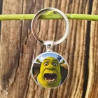 Забавный брелок Шрек для ключей лучшие друзья дикая природа животные Милая мультяшная фигурка Стеклянная Круглая Подвеска Сплав Брелок для ключей для мужчин детей дружба подарок