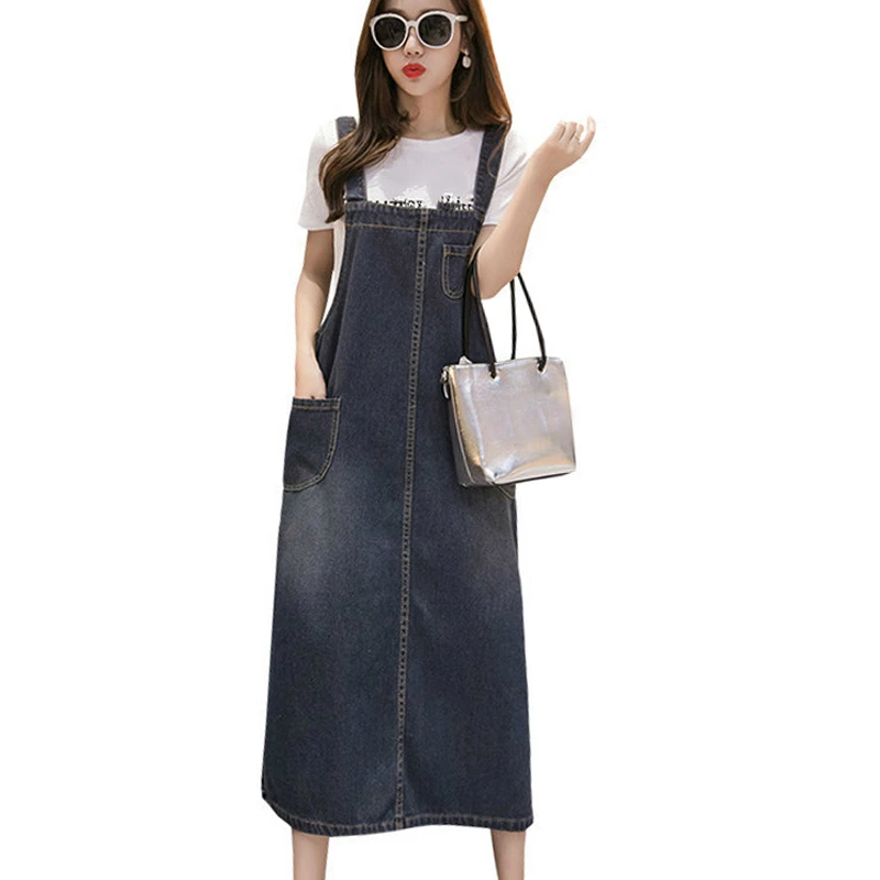 Джинсовое платье джинсовое свободного покроя на бретелях джинсовый сарафан с