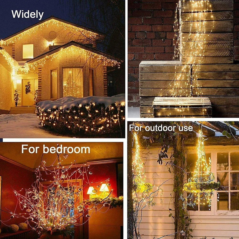 

LED Copper Wire Waterfall Lights Solar Garland String Lamp Festival Christmas Holiday Home New Year Fairy String Light