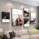 Микрофон для музыкальных инструментов, граммофон, гитара, фортепиано, фото, настенное искусство, домашний декор, плакаты и принты для бара