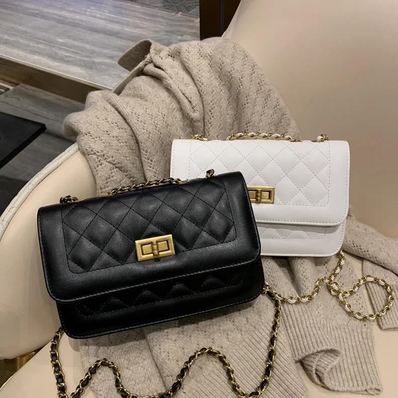 

Lingge Chain Small Bag Women's New Fashion Small Fresh Single Shoulder Bag Foreign Style Messenger Small Square Bag