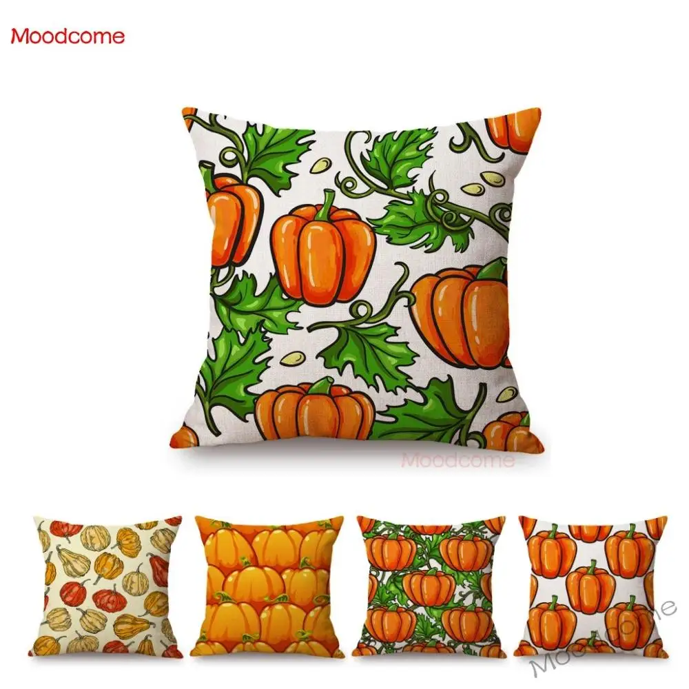 Празднование осени и урожая, художественный домашний декоративный чехол-наволочка для дивана, подушки на День Благодарения, льняная наволочка с тыквой