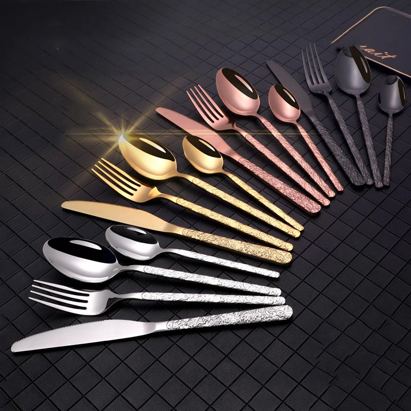 Набор столовых приборов в европейском стиле тиснение золотом набор посуды