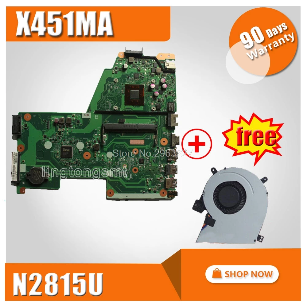 

Free fan + X451MA Motherboard REV2.1 N2815U For Asus X451M X451MA F451M Laptop motherboard X451MA Mainboard X451MA Motherboard