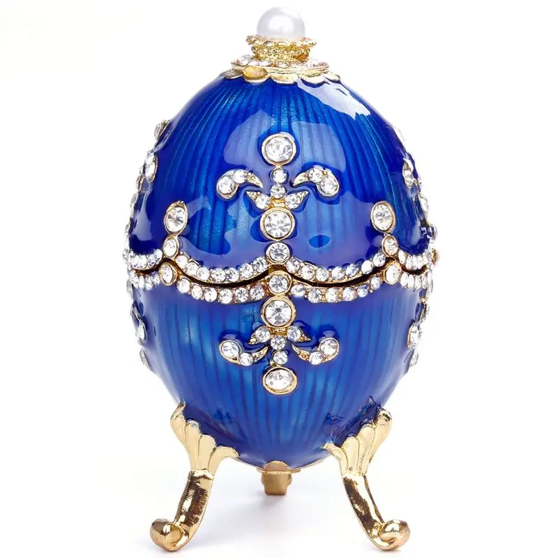 Ювелирные изделия Организатор Faberge украшения для яиц Винтаж StyleTrinket Box(синий