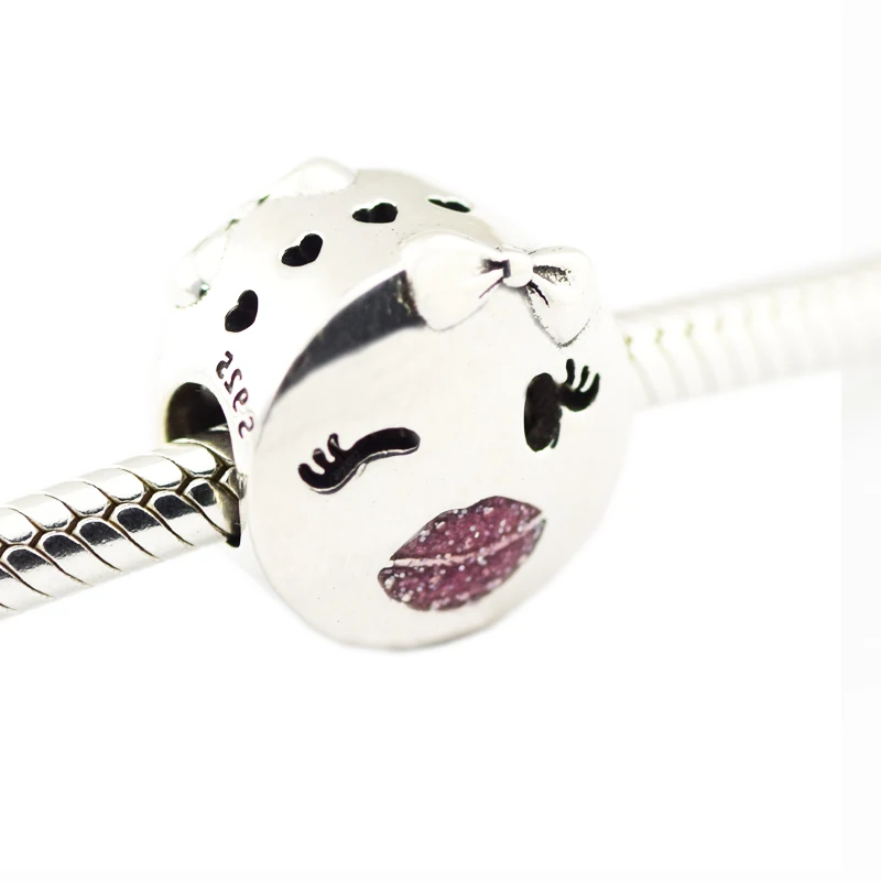 QANDOCCI DIY подходит для браслетов Pandora Подвески игривый подвеска Wink розовые