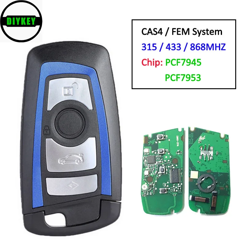 4 кнопки 315/434/868 МГц PCF7945 PCF7953 чип CAS4 +/FEM запасной дистанционный ключ для BMW 1 2 3 5 6 7