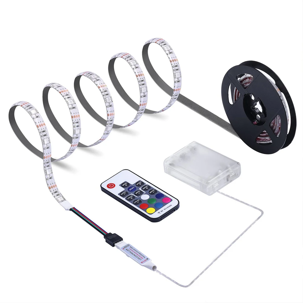 Лента RGB Светодиодная лента на батарейках SMD 5050 Ленточные огни водонепроницаемый
