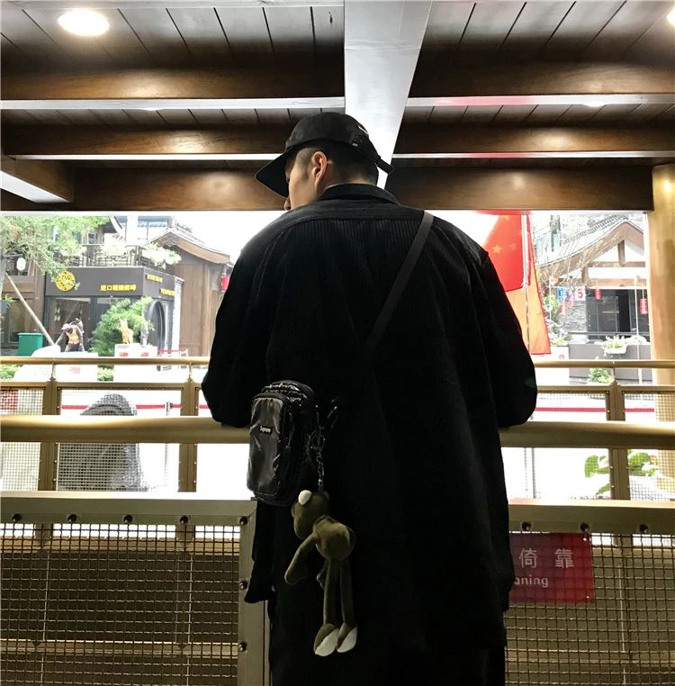 Однобортный рубашки Мужская Осенняя Harajuku футболки Повседневное с длинным рукавом однотонные Топы Вельветовая куртка в стиле «хип-хоп» блузка