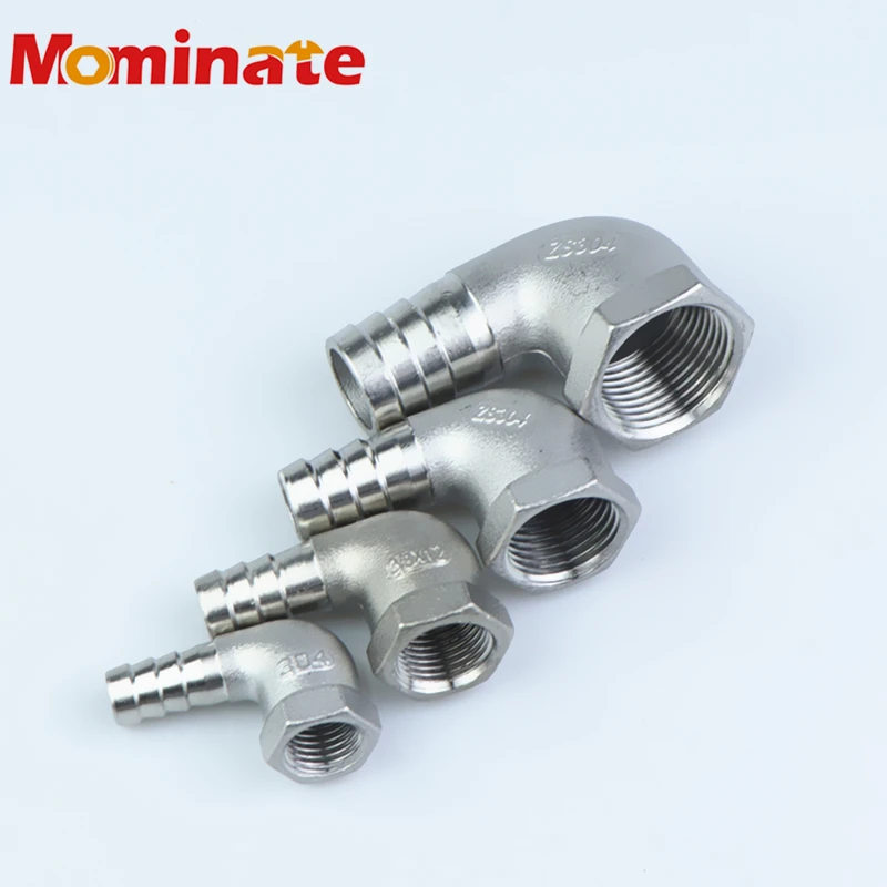 8mm 10mm 15mm 25mm 32mm Hose Barb x 1/4“ 3/8” 1/2&quot 3/4&quot 1&quot BSP Female Thread 304 Stainless Steel Elbow Pipe Fitting Connector |