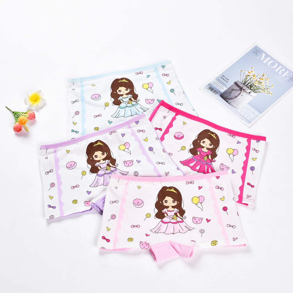 

4Pcs/Lot Children Girls Cotton Panties Pretty Lovely Cartoon Printed Baby Underwear Kids Boxer Comfortable Soft Panties for Girl